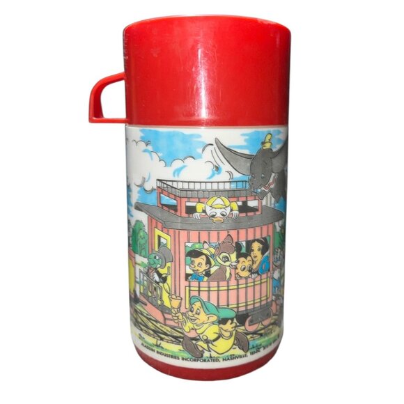 Vintage Aladdin Disney Express Thermos Bottle 1970s Mickey Mouse & Friends Carto - Picture 4 of 8